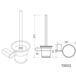 Ершик для унитаза Knotlor TB102WY, белый